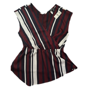 Express Asymmetrical Striped Maroon & Navy Wrap-style Peplum Top - Size S‎
